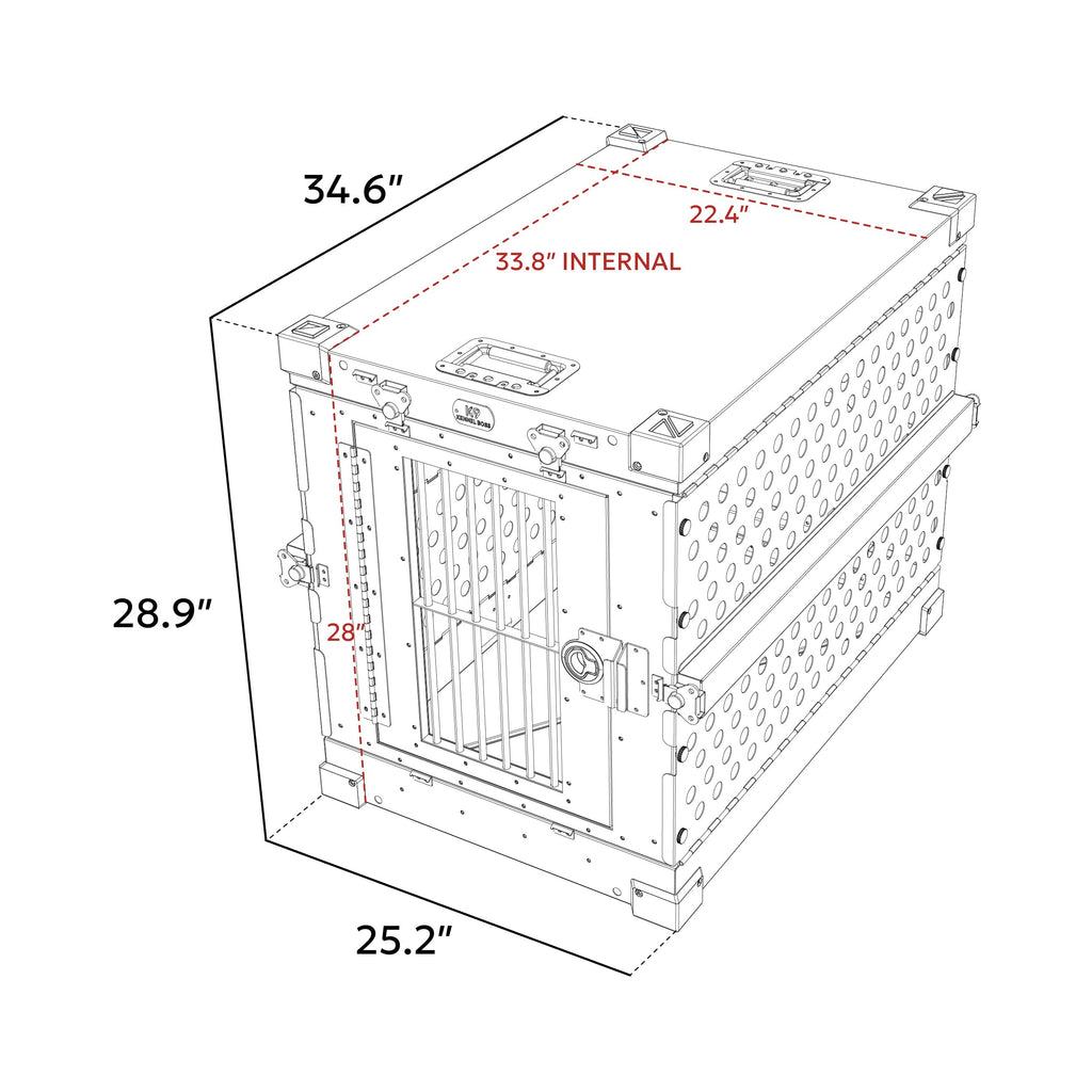 K9 Kennel Boss - Heavy Duty Fully Collapsible Powder-Coated Aluminum Dog Crate - Medium (Gray)