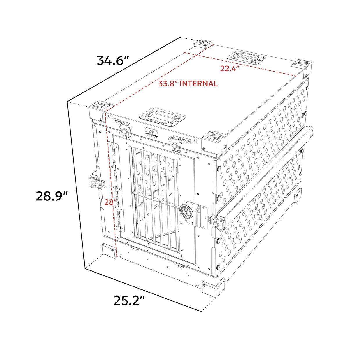 K9 Kennel Boss - Heavy Duty Fully Collapsible Powder-Coated Aluminum Dog Crate - Medium (Gray)
