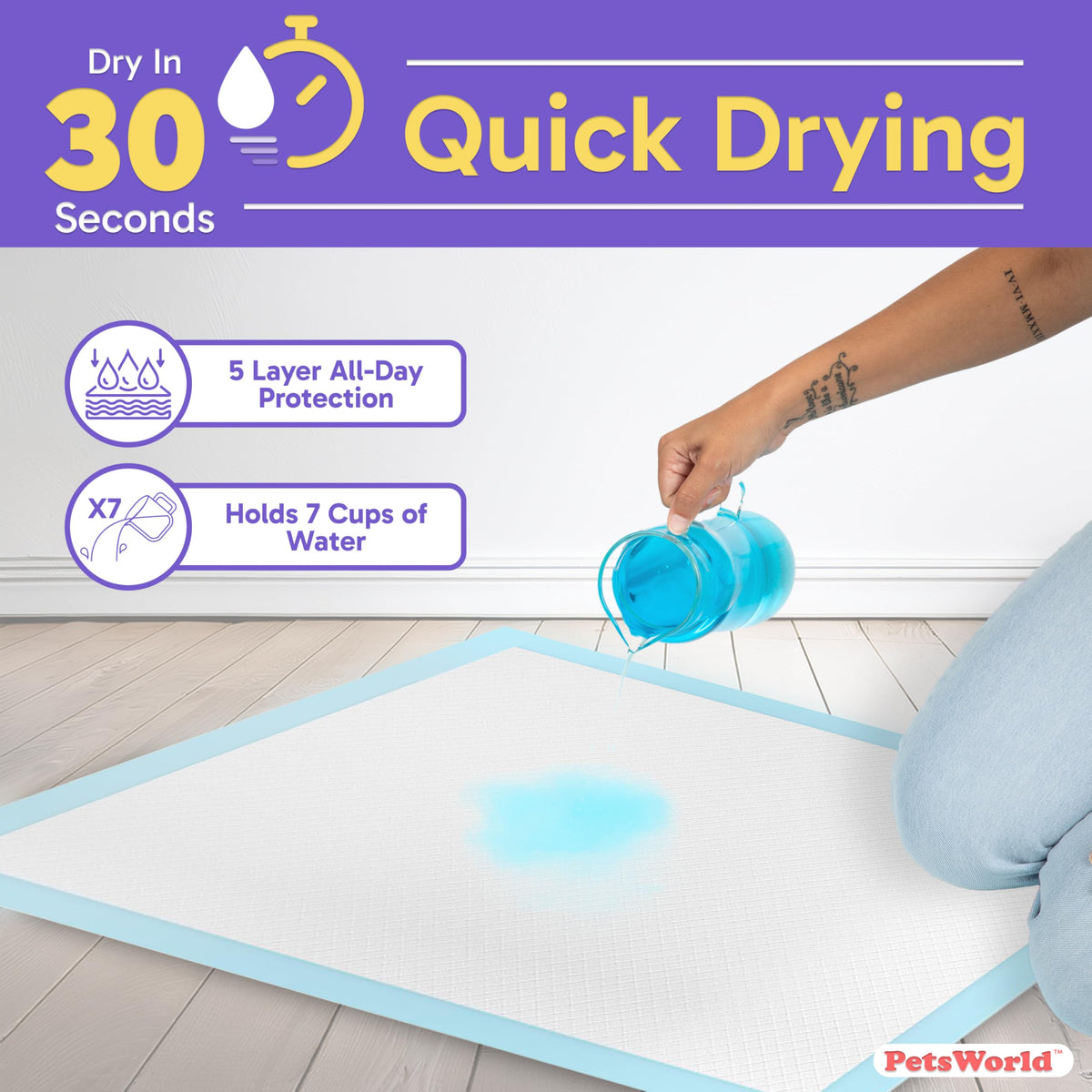 PetsWorld 2XL Dog Pee Pads 28"x44" 400 Count – Extra Large Pet Pee Pads for Dogs & Puppies, Heavy Duty Leak-Proof Dog Training Pads, Super Absorbent Quick-Dry Potty Pads with Odor Control