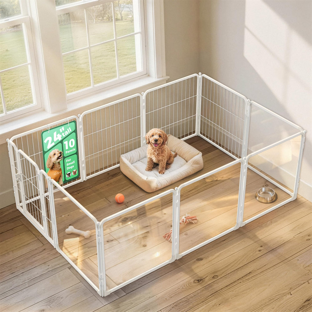 FXW AuraSpace Pro Acrylic & Wire Dog Playpen with Divider, 32"H, 12 Panels