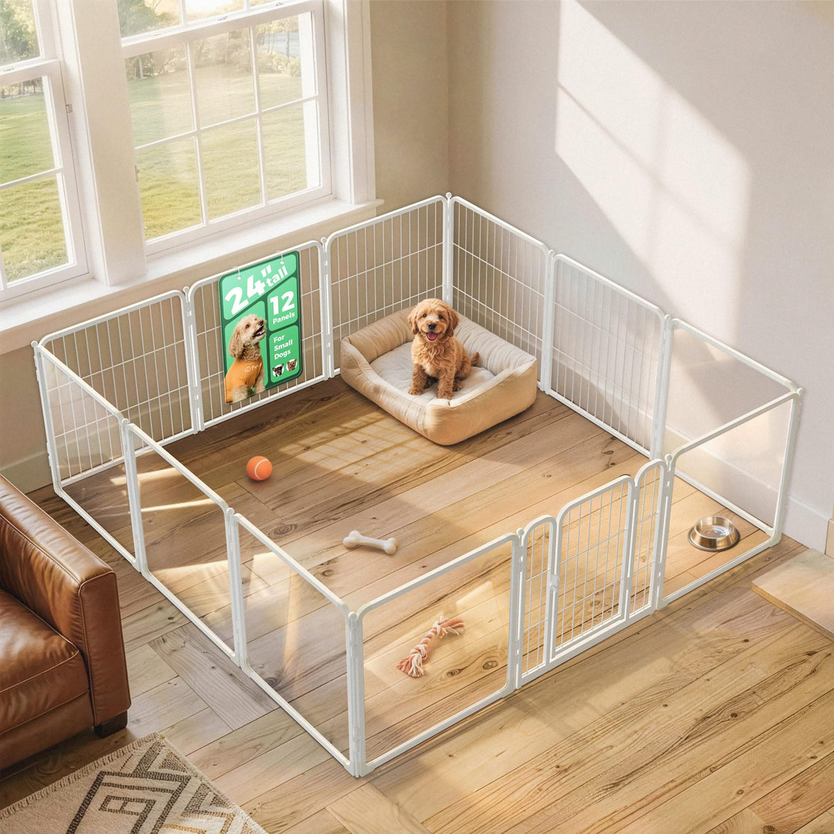 FXW AuraSpace Pro Acrylic & Wire Dog Playpen with Divider, 32"H, 12 Panels