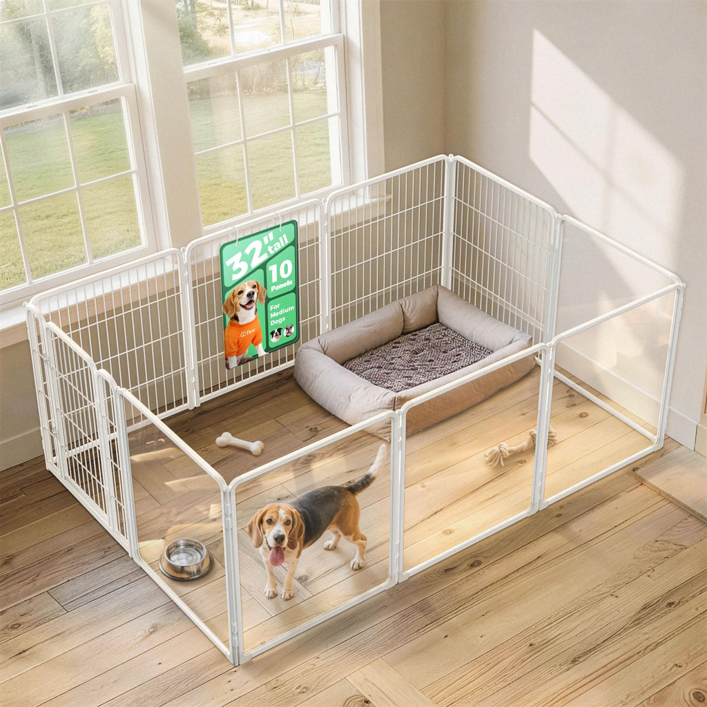FXW AuraSpace Pro Acrylic & Wire Dog Playpen with Divider, 32"H, 12 Panels
