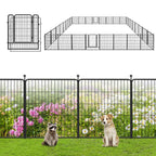 Garden Fence with Gate Metal Fencing Outdoor for Yard, 32in x147ft 64 Panels Outdoor Dog Fence Temporary Fence for Dogs Outside, Rustproof Garden Fencing Flower Bed Edging for Patio