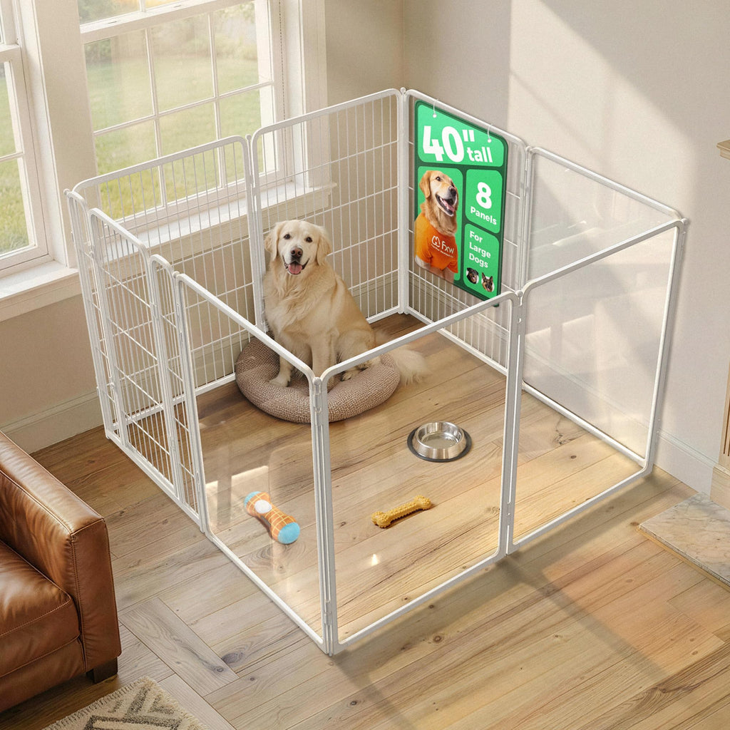 FXW AuraSpace Pro Acrylic & Wire Dog Playpen with Divider, 32"H, 12 Panels