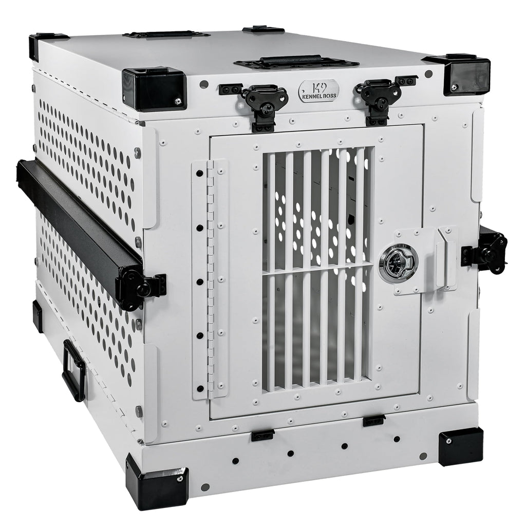 K9 Kennel Boss - Heavy Duty Fully Collapsible Powder-Coated Aluminum Dog Crate - Medium (Gray)