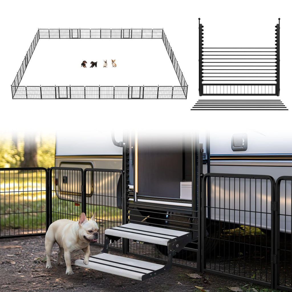 FXW Instant Dog Playpen with RV Step Grid for RV Camping, 40"H, 32 Panels
