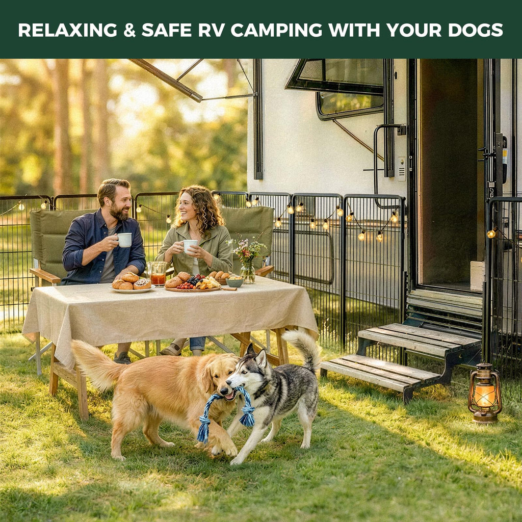 FXW Instant Dog Playpen with RV Step Grid for RV Camping, 40"H, 32 Panels