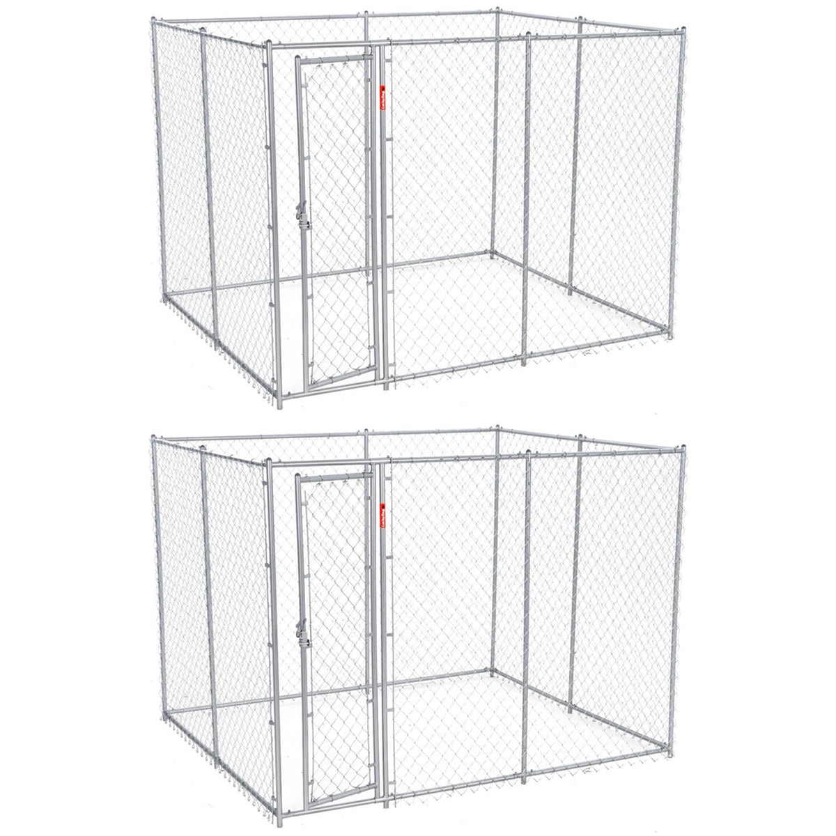 Lucky Dog 2-in-1 Galvanized Chain Link Dog Kennel, Silver, 6 Ft, 2-Pack