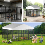 LOVMOR 16' x 10' Outdoor Dog Kennel with Roof for Large Dogs