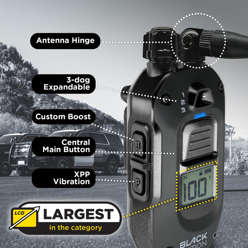 Dogtra 1900X Black Edition E-Collar - 1 Mile Range, Dogs 45 lbs+, IPX9K Waterproof, 100 Stimulation Levels, Vibration, Tone, Rechargeable - Ideal for Dog Owners and Professional Trainers