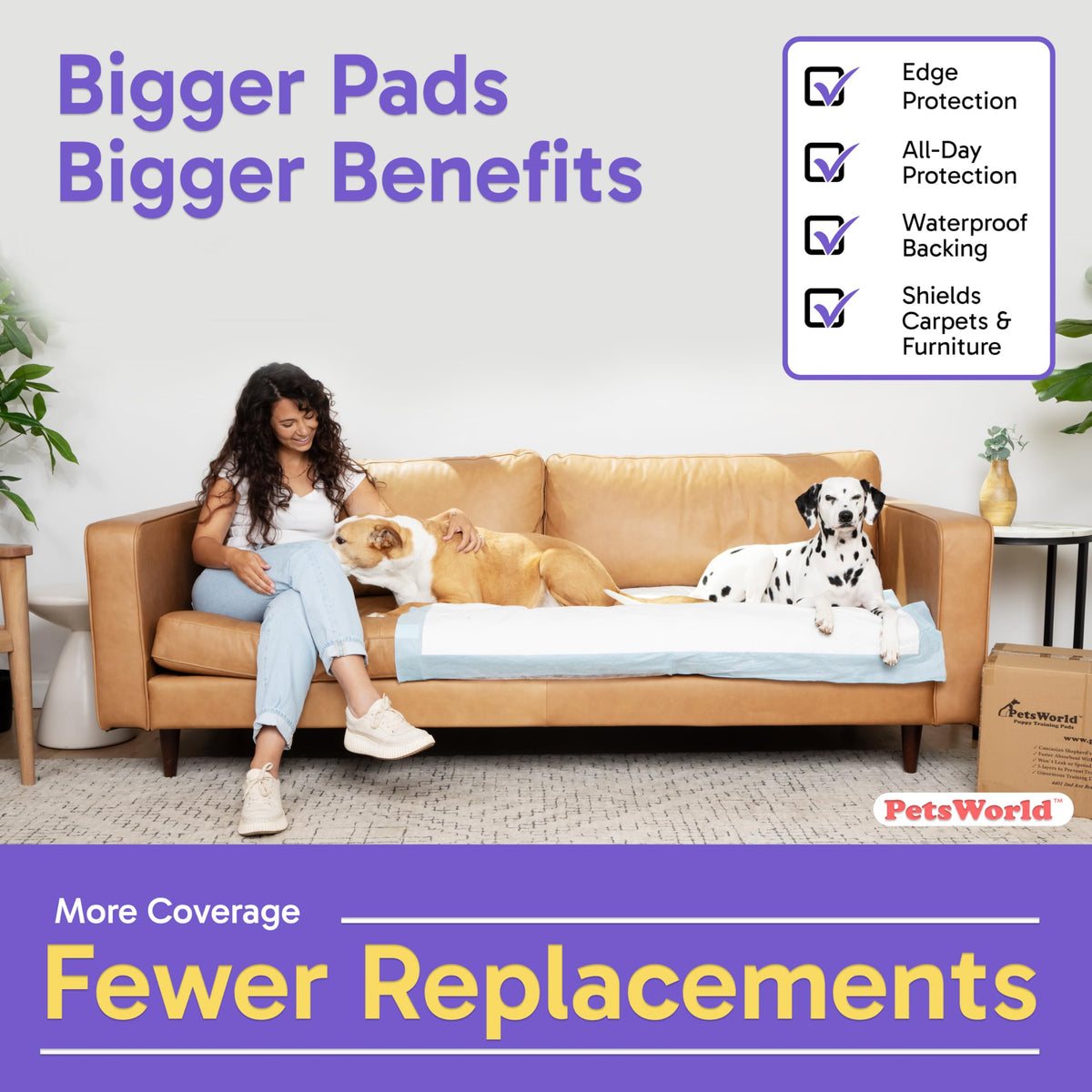 PetsWorld Pee Pads for Dogs 37x54 XXXL | Dog Training Pads 400 Count
