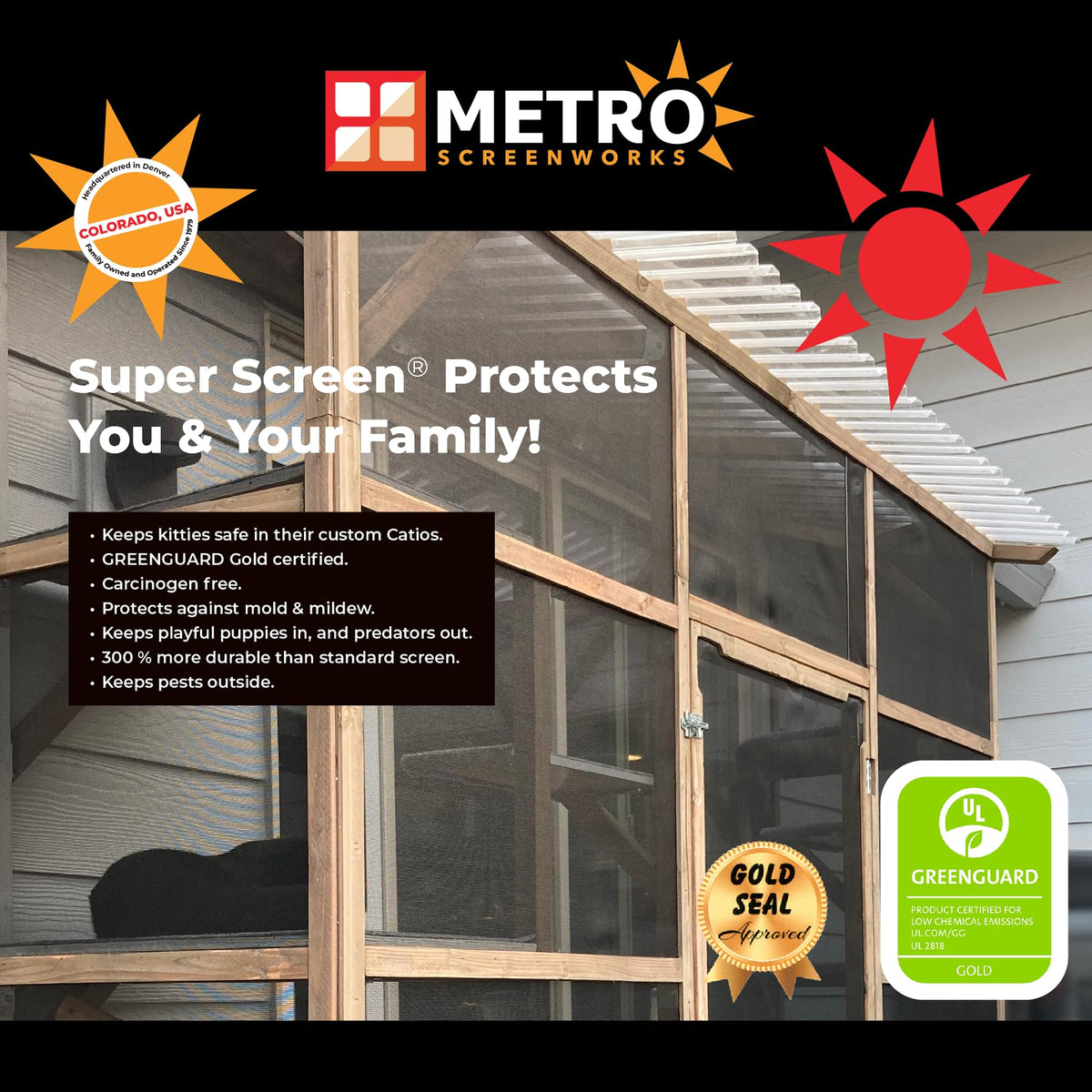 Pet & Weather Resistant Insect Screen - 17/14 Mesh - Roll 108 in x 100 ft