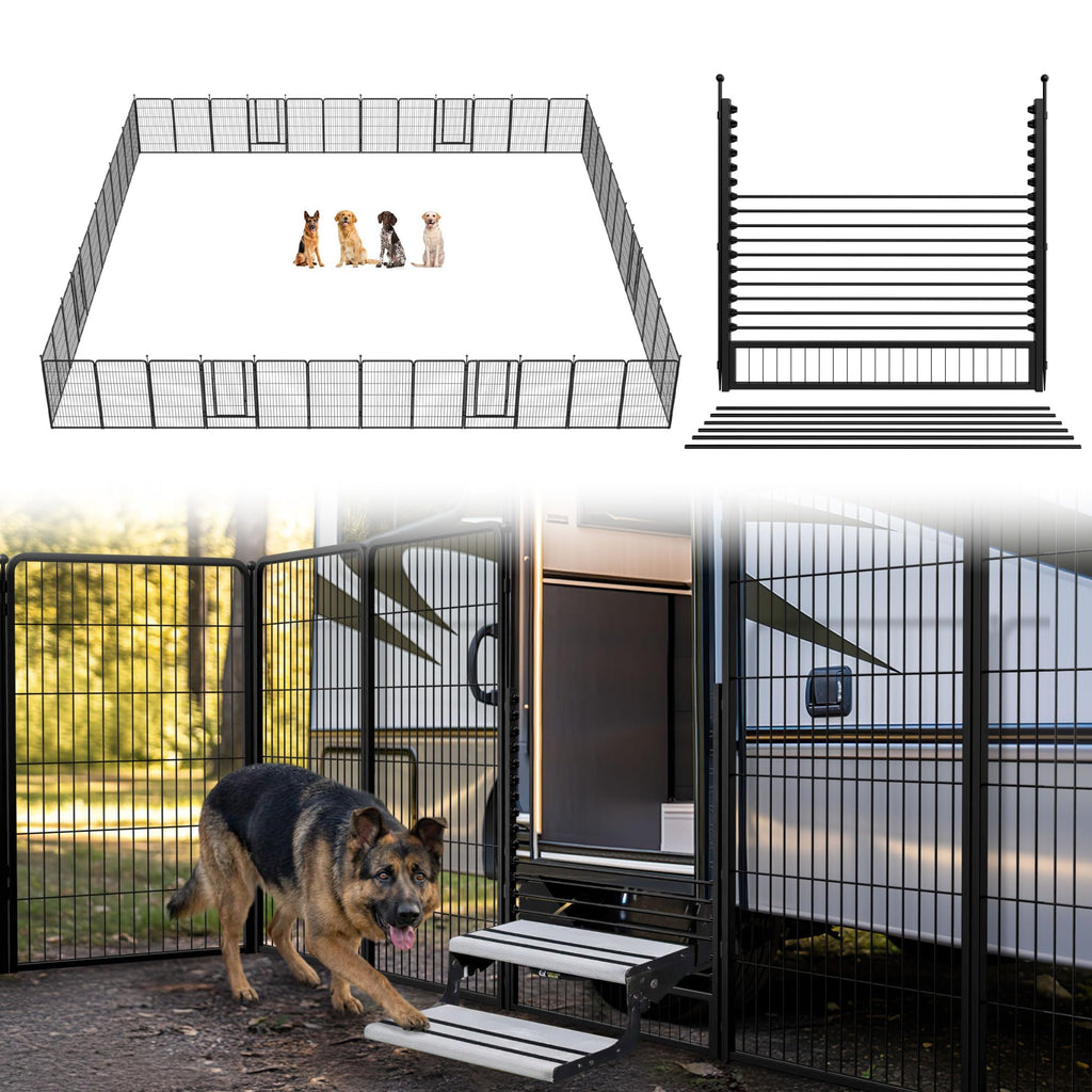 FXW Instant Dog Playpen with RV Step Grid for RV Camping, 40"H, 32 Panels