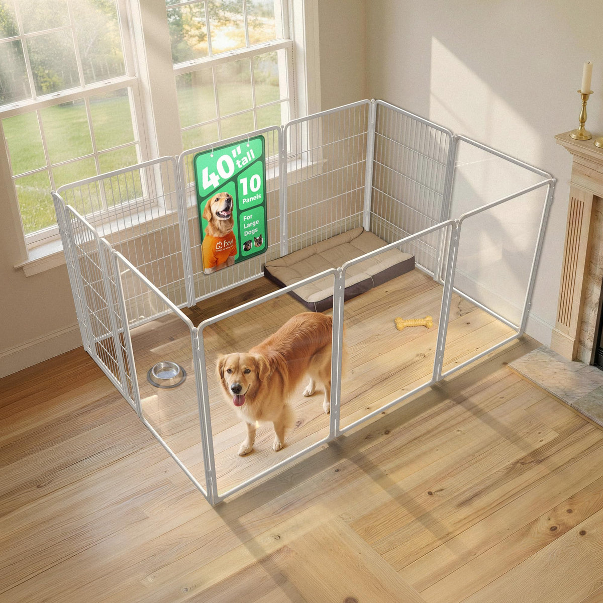 FXW AuraSpace Pro Acrylic & Wire Dog Playpen with Divider, 32"H, 12 Panels