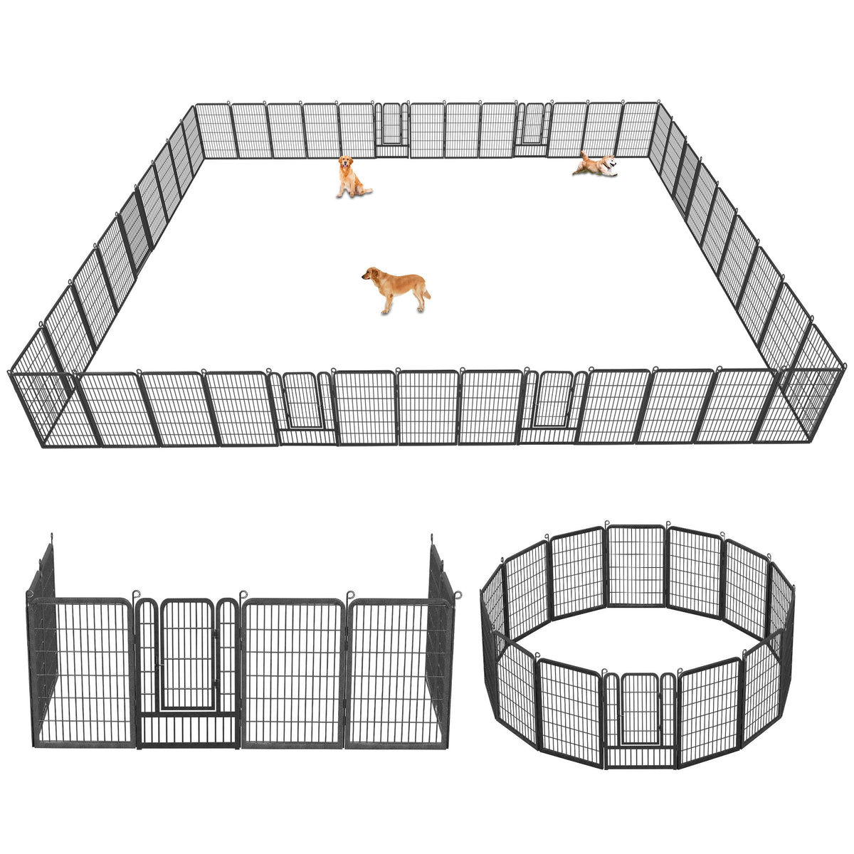 Dog Playpen Outdoor 40 Inch Height Extra Wide Outdoor Dog Fence, 42 Panels Large Pet Playpen Indoor Portable Fence Indoor Anti-Rust Pet Fence with Doors Dog Pen Outside for RV Camping Yard