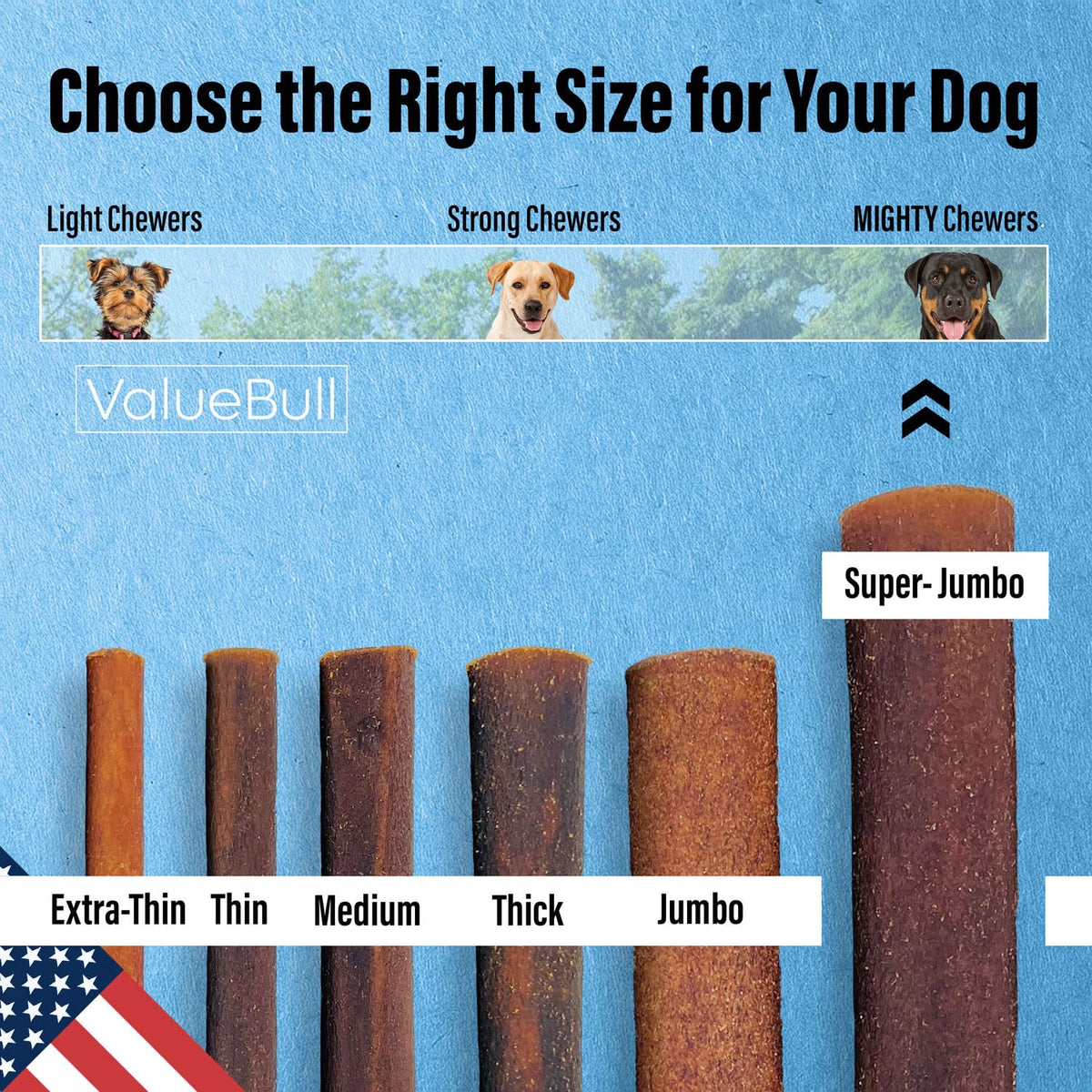 ValueBull USA Beef Collagen Sticks, 6 Inch Super Jumbo Chews, 200 Count