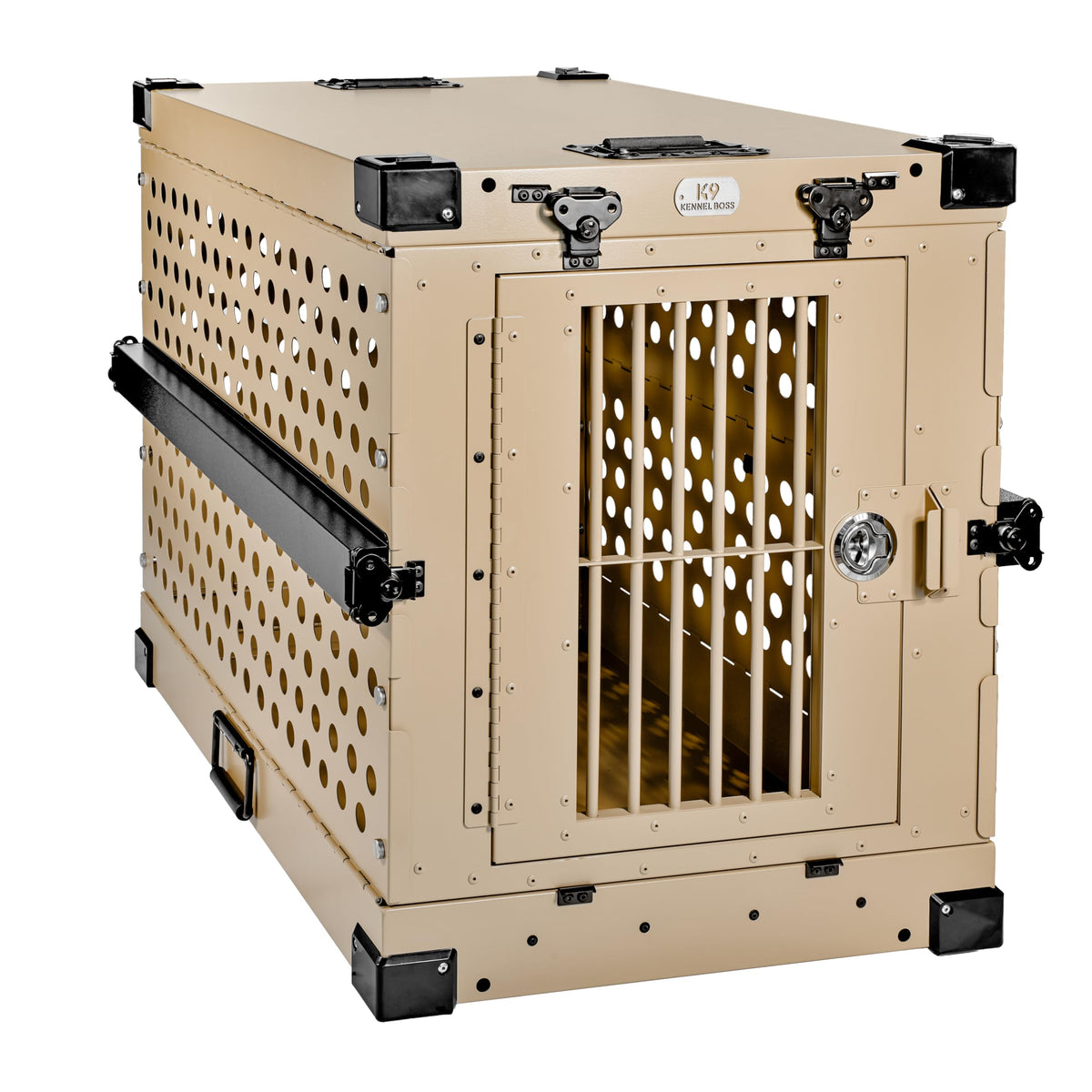 K9 Kennel Boss - Heavy Duty Fully Collapsible Powder-Coated Aluminum Dog Crate - Medium (Gray)