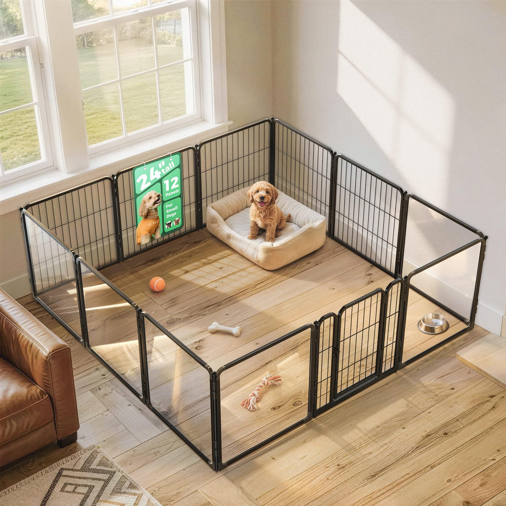 FXW AuraSpace Pro Acrylic & Wire Dog Playpen with Divider, 32"H, 12 Panels