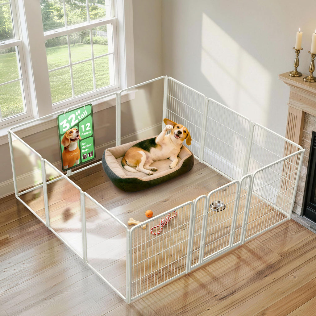 FXW AuraSpace Pro Acrylic & Wire Dog Playpen with Divider, 32"H, 12 Panels