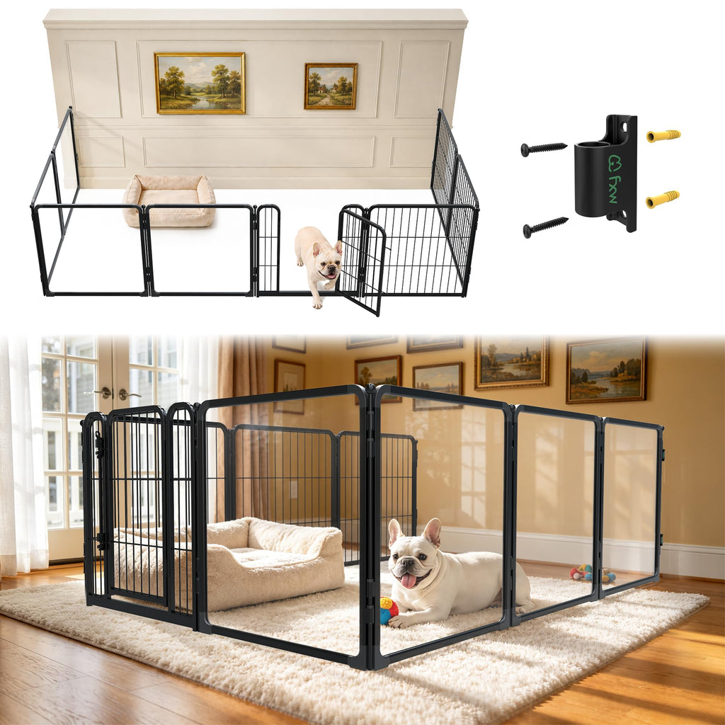 FXW AuraSpace Pro Acrylic & Wire Dog Playpen with Divider, 32"H, 12 Panels