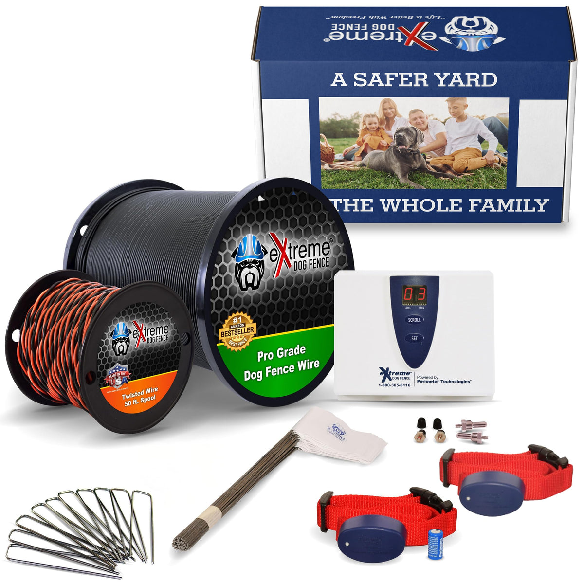 Underground Electric Dog Fence Kit, 2-Dog, 500 ft, DIY Install