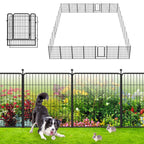 Garden Fence with Gate Metal Fencing Outdoor for Yard, 32in x147ft 64 Panels Outdoor Dog Fence Temporary Fence for Dogs Outside, Rustproof Garden Fencing Flower Bed Edging for Patio