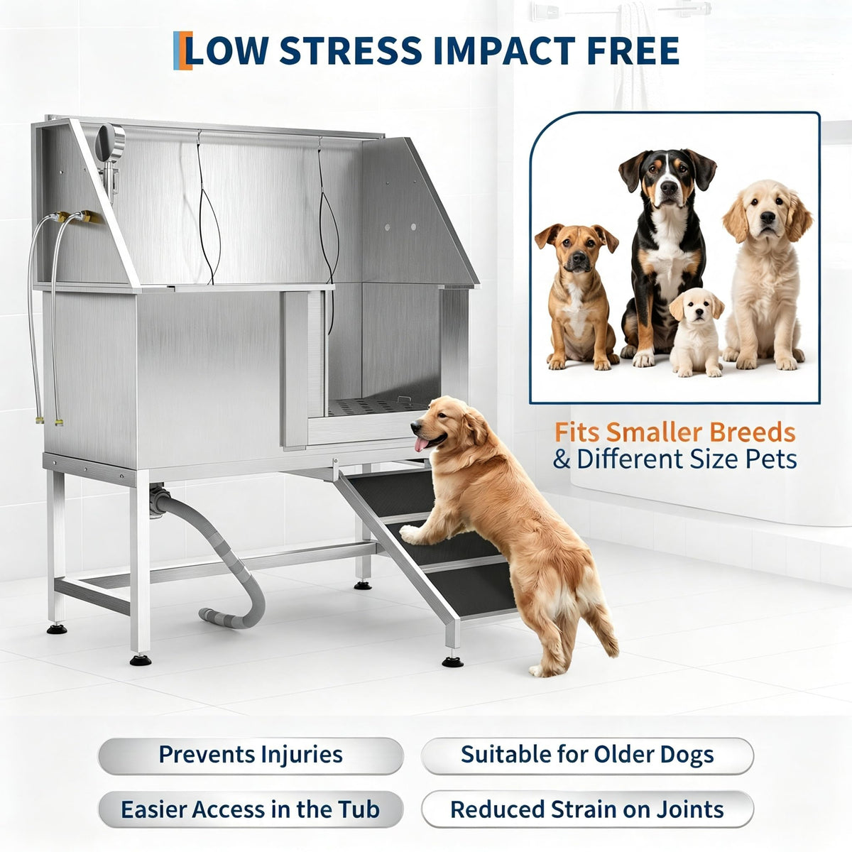 MAXSA 50" Stainless Steel Professional Dog Washing Station