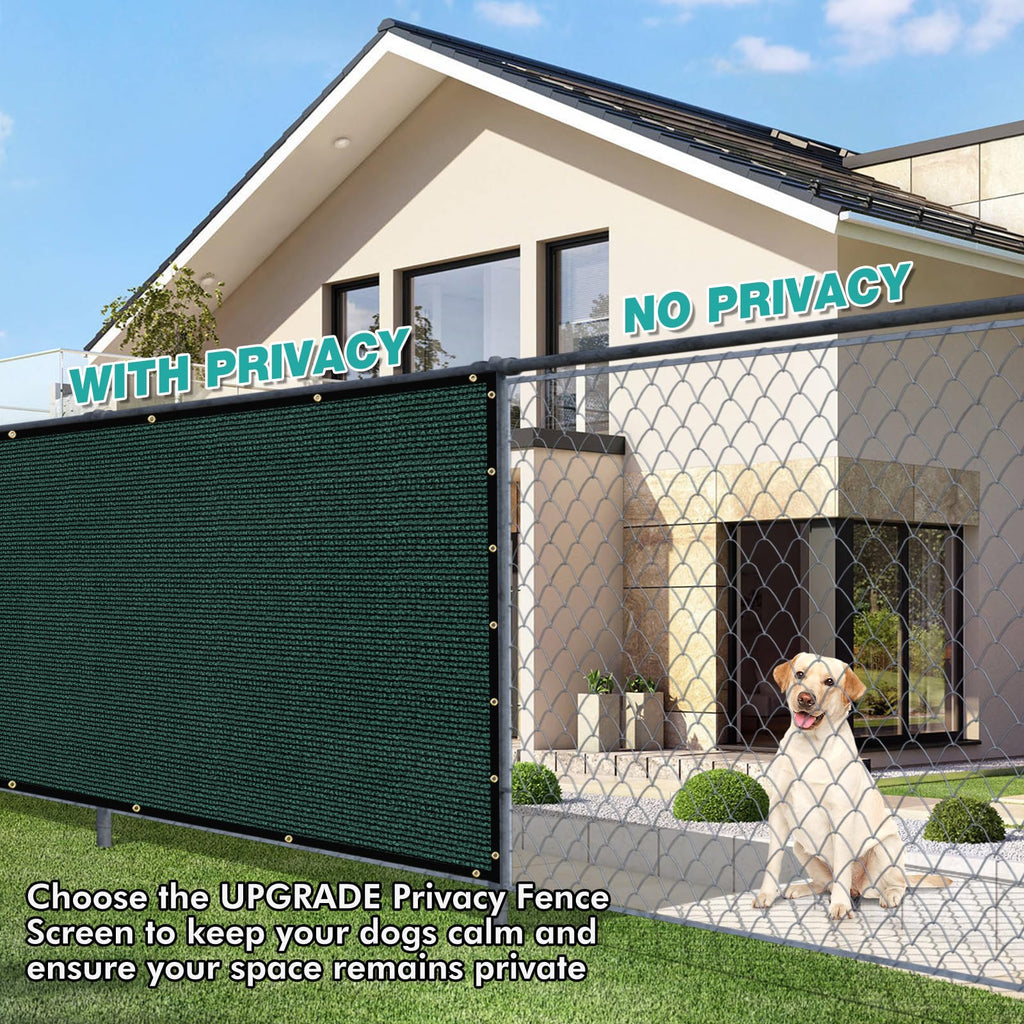 UPGRADE 8'X255'Customized Privacy Fence Cover – UV Resistant HDPE Mesh for Dog Kennels, Job Sites, Commercial Fence, Backyard Dark Green