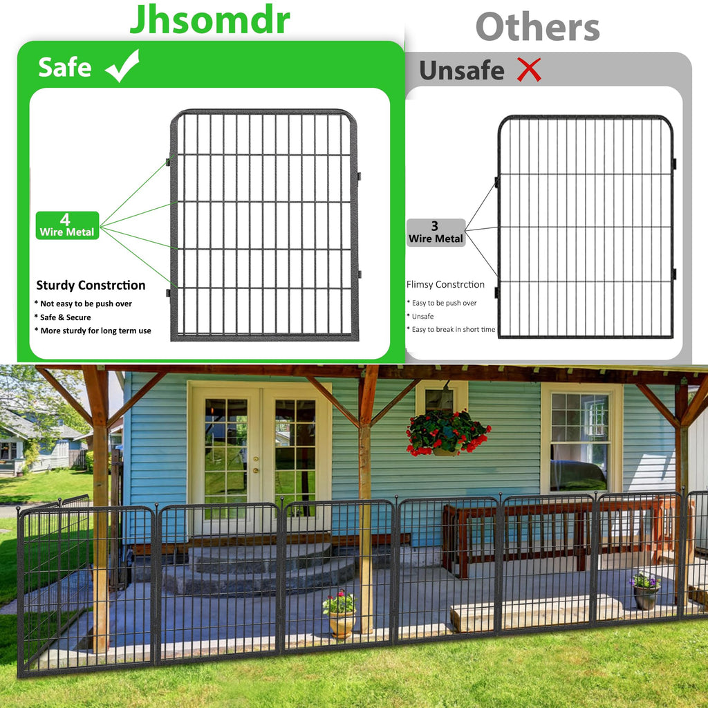Garden Fence with Gate Metal Fencing Outdoor for Yard, 32in x147ft 64 Panels Outdoor Dog Fence Temporary Fence for Dogs Outside, Rustproof Garden Fencing Flower Bed Edging for Patio