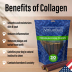 ValueBull USA Beef Collagen Sticks, 6 Inch Super Jumbo Chews, 200 Count
