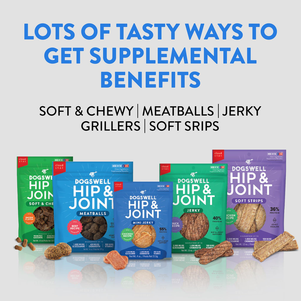 DOGSWELL Jerky Hip and Joint Dog Treats Grain Free Made in USA Only, Glucosamine and Chondroitin, 24 oz Chicken (Pack of 12)