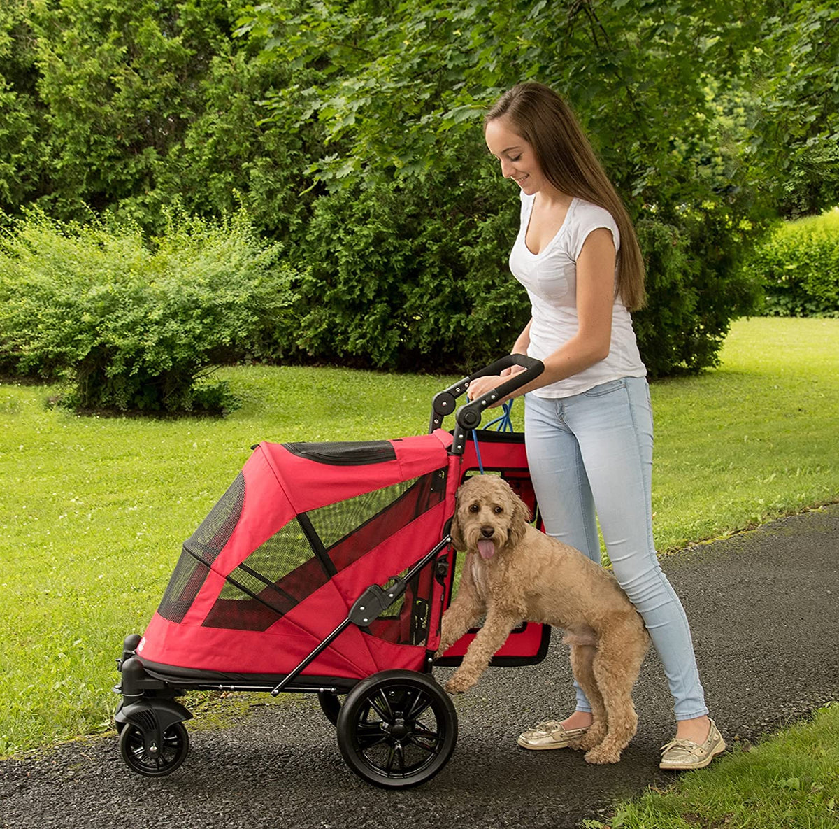 Pet Gear No-Zip Excursion Pet Stroller, NEW Candy Red