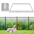 Garden Fence with Gate Metal Fencing Outdoor for Yard, 32in x147ft 64 Panels Outdoor Dog Fence Temporary Fence for Dogs Outside, Rustproof Garden Fencing Flower Bed Edging for Patio