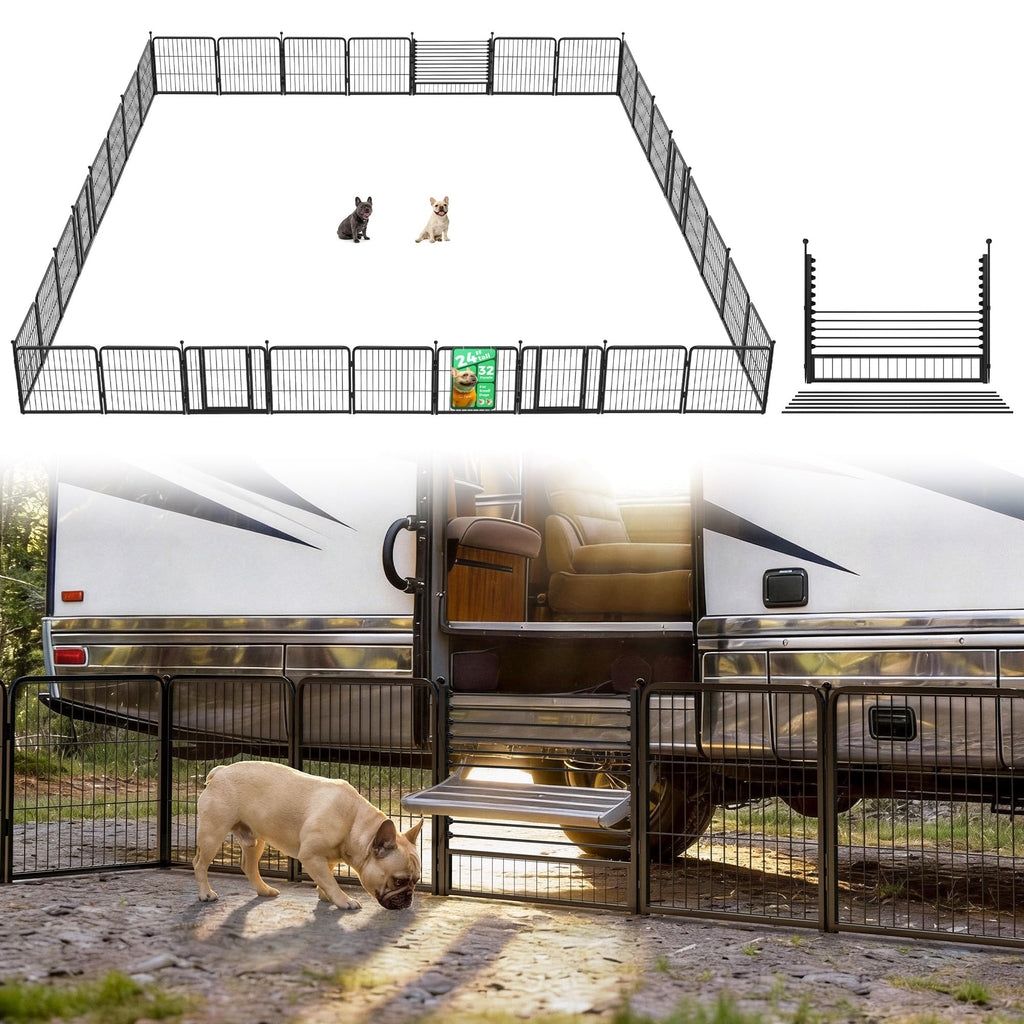 FXW Instant Dog Playpen with RV Step Grid for RV Camping, 40"H, 32 Panels
