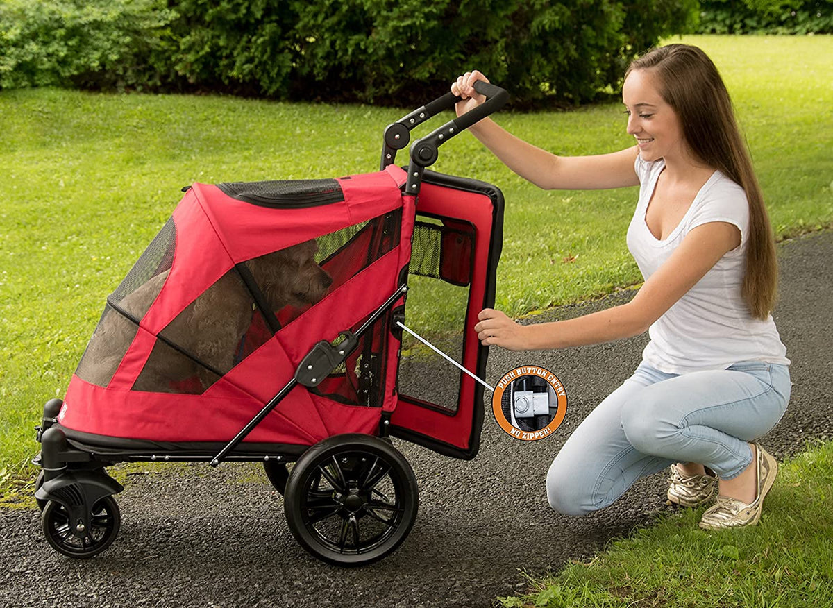 Pet Gear No-Zip Excursion Pet Stroller, NEW Candy Red