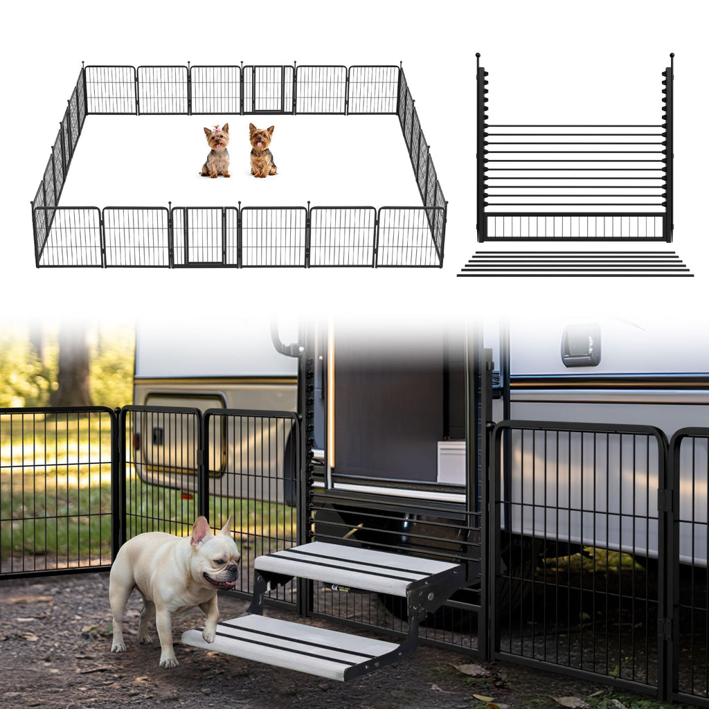 FXW Instant Dog Playpen with RV Step Grid for RV Camping, 40"H, 32 Panels