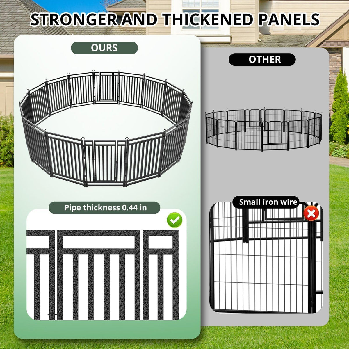 Thickened Outdoor Dog Fence, 47" H, 48 Panels for Yard & Camping