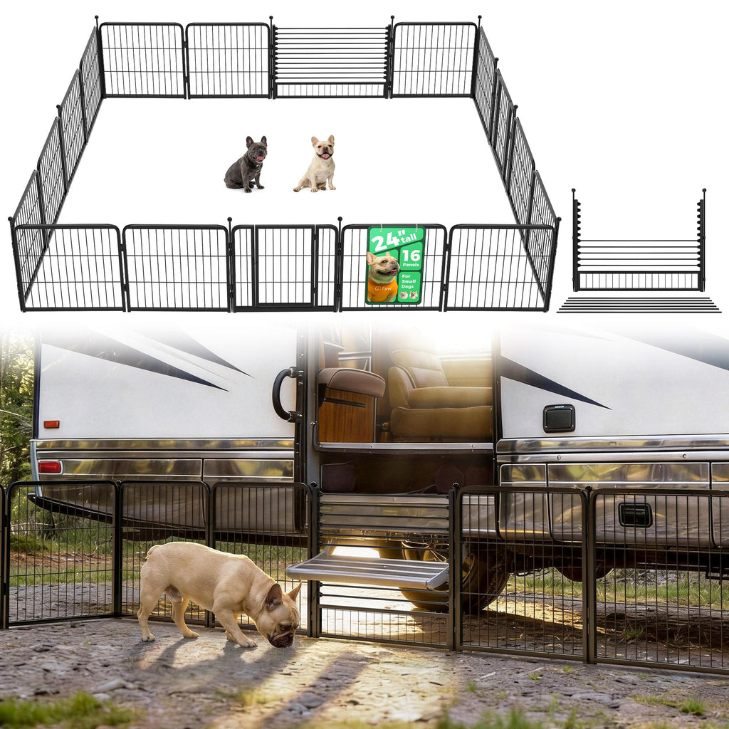 FXW Instant Dog Playpen with RV Step Grid for RV Camping, 40"H, 32 Panels