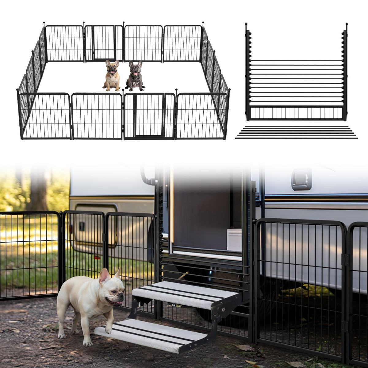 FXW Instant Dog Playpen with RV Step Grid for RV Camping, 40"H, 32 Panels