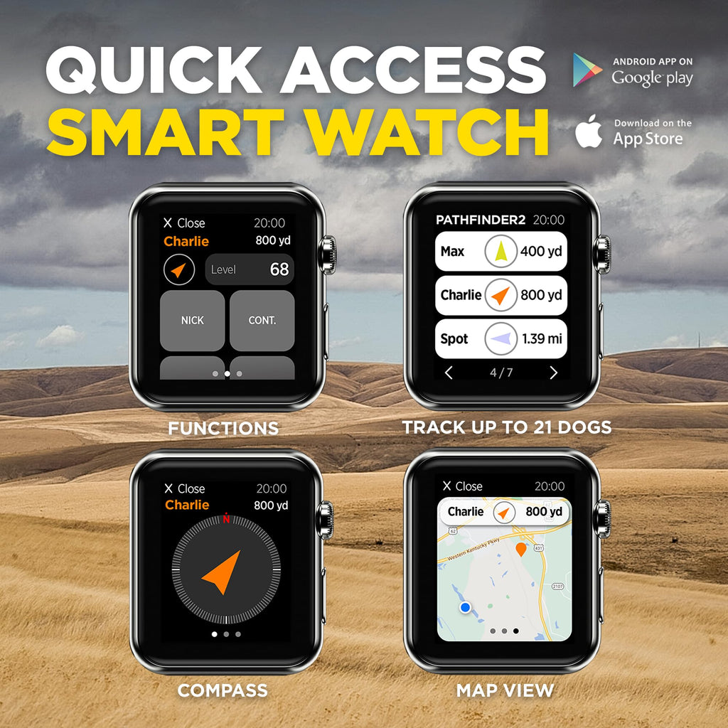 Dogtra Pathfinder 2 GPS Dog Tracker e Collar 9 Mile Long Range LED Light No Monthly fees Free App Waterproof Smartwatch Control Satellite Real Time Tracking Multiple Dogs Smartphone Required
