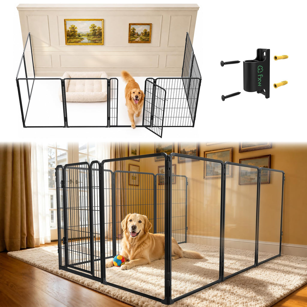 FXW AuraSpace Pro Acrylic & Wire Dog Playpen with Divider, 32"H, 12 Panels