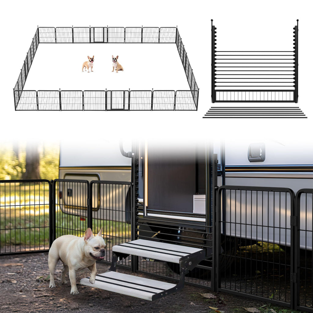 FXW Instant Dog Playpen with RV Step Grid for RV Camping, 40"H, 32 Panels