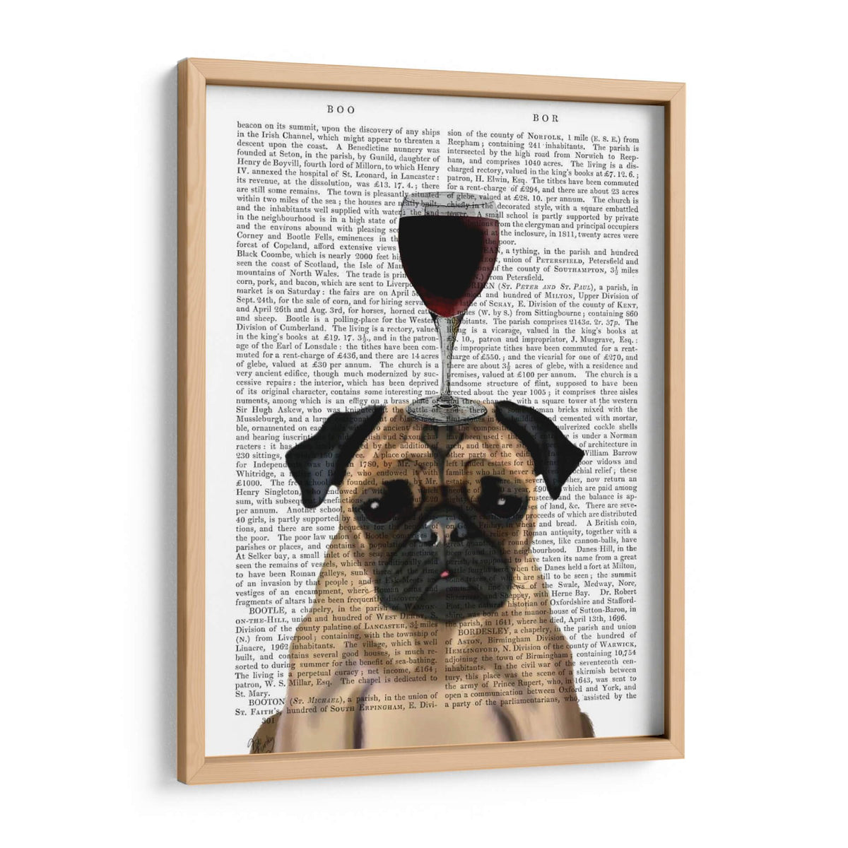 Canvas Lab | Dog Au Vin, Pug by Fab Funky | 30 x 40 in | Canvas Print Wall Art | Animals, Dogs, Nature, Whimsical | Wall Decor for Bedroom, Living Room or Office