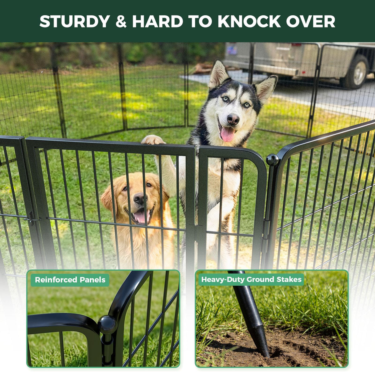 FXW Instant Dog Playpen with RV Step Grid for RV Camping, 40"H, 32 Panels