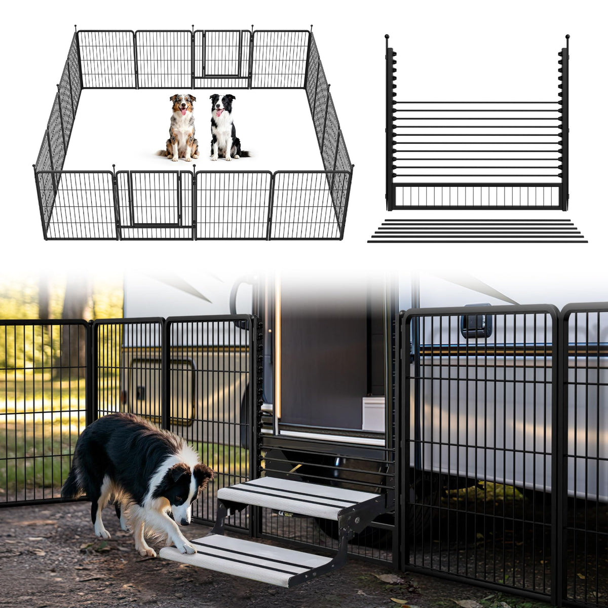 FXW Instant Dog Playpen with RV Step Grid for RV Camping, 40"H, 32 Panels