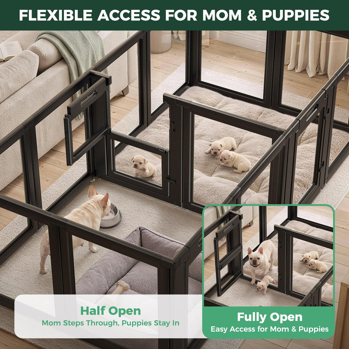 FXW AuraSpace Acrylic Dog Playpen with Whelping Door, 30"H