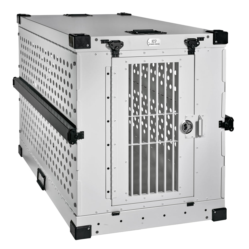 K9 Kennel Boss - Heavy Duty Fully Collapsible Powder-Coated Aluminum Dog Crate - Medium (Gray)