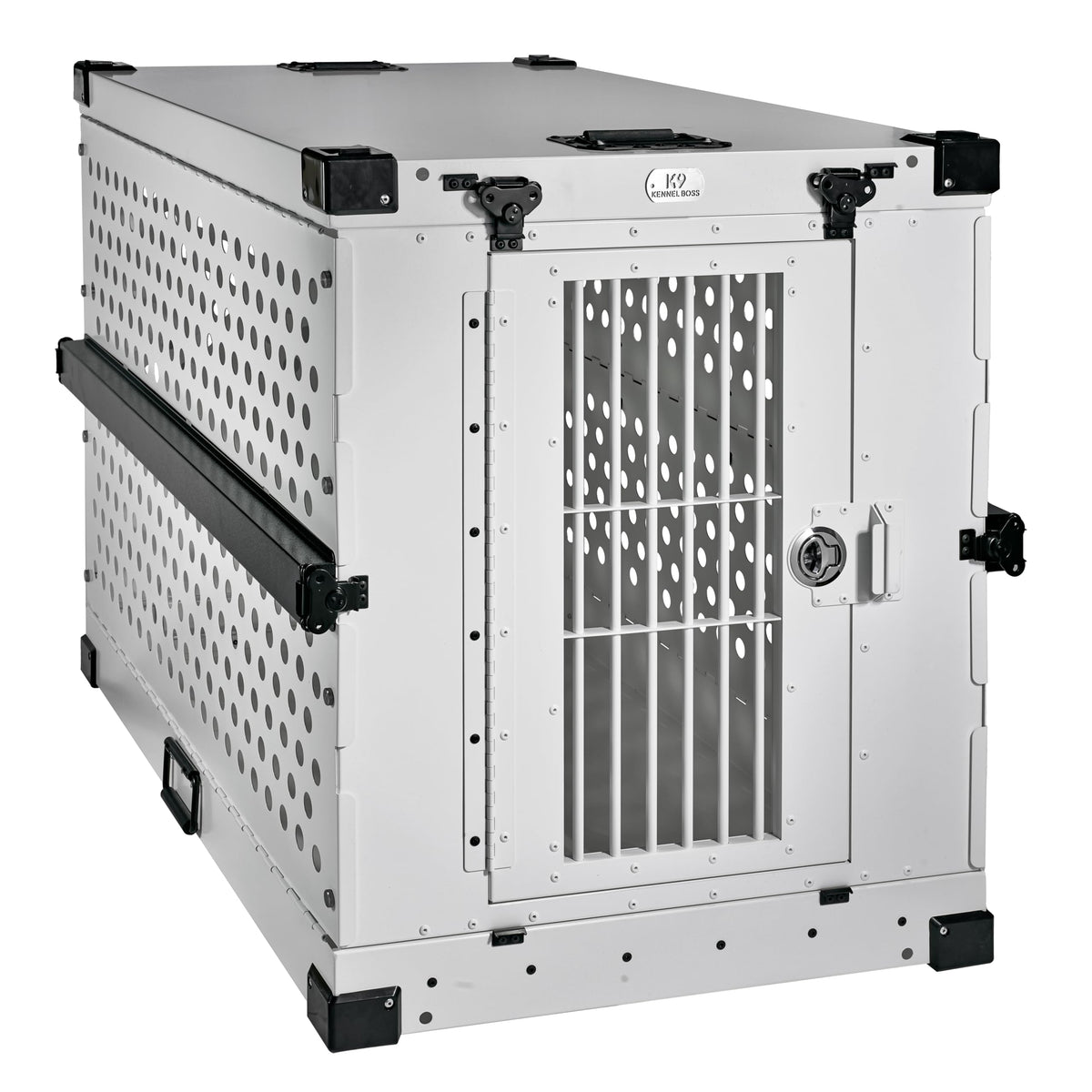 K9 Kennel Boss - Heavy Duty Fully Collapsible Powder-Coated Aluminum Dog Crate - Medium (Gray)