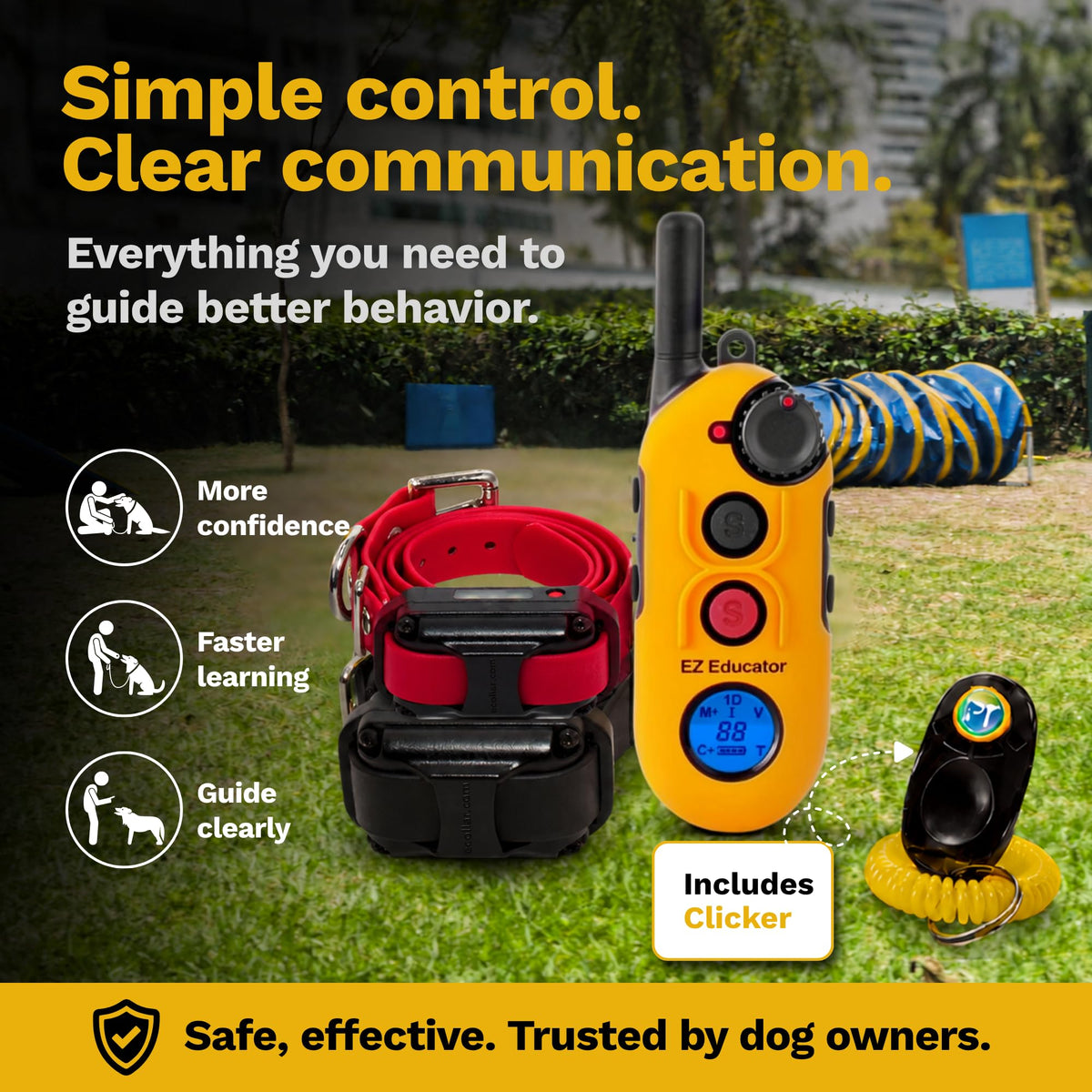 Educator EZ-902 E Collar for Dog Training with Remote - 1/2 Mile Range, Waterproof, 256 Blunt Stimulation Levels, Tone or Vibration Mode, Night Light for Small, Medium & Large Dogs (2 Dogs)