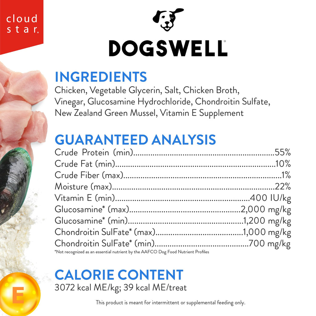 DOGSWELL Jerky Hip and Joint Dog Treats Grain Free Made in USA Only, Glucosamine and Chondroitin, 24 oz Chicken (Pack of 12)